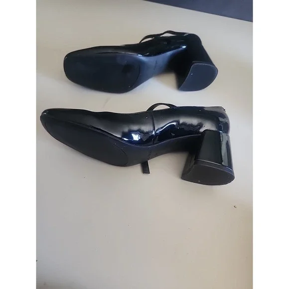 MARC FISHER Palie Mary Jane Block Heels, Faux Black Patent Leather, Women's 6.5 - Picture 6 of 8